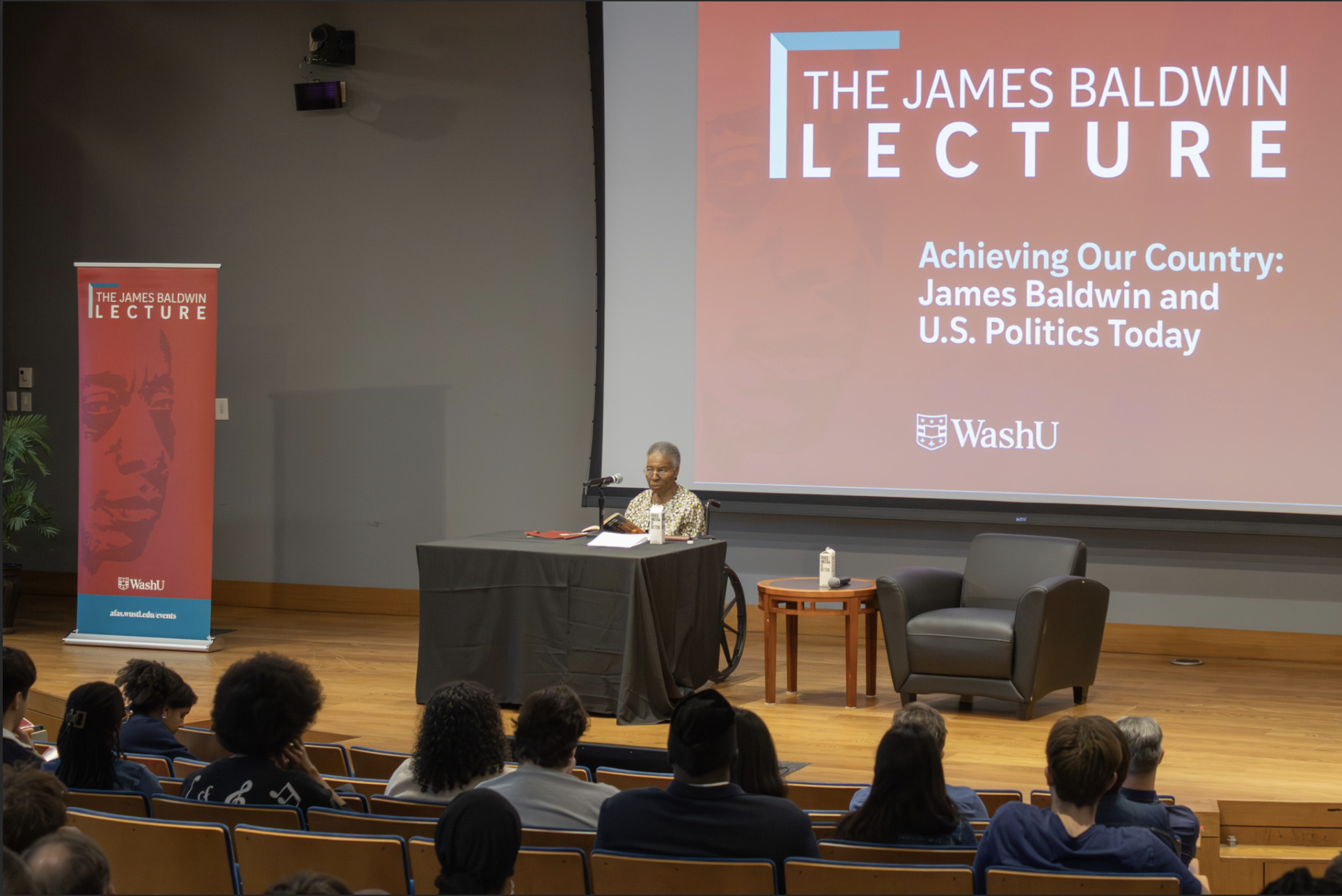 In inaugural James Baldwin Lecture, scholar Hortense Spillers discusses Baldwin and American politics